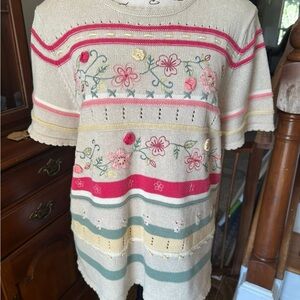 Alfred Dunner spring sweater. So very pretty! Look at all the detail